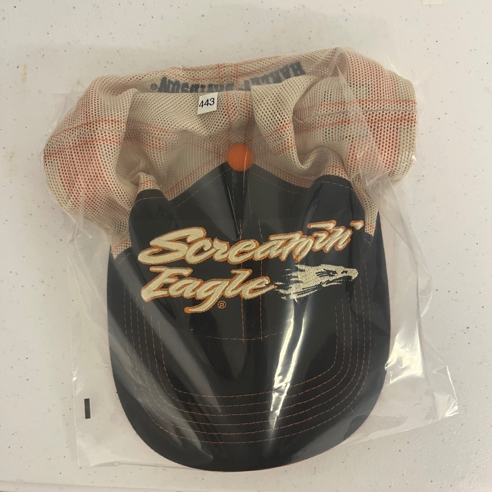 Harley-Davidson Screamin Eagle Trucker Hat Black Mesh Snapback Cap Mens - Picture 4 of 4